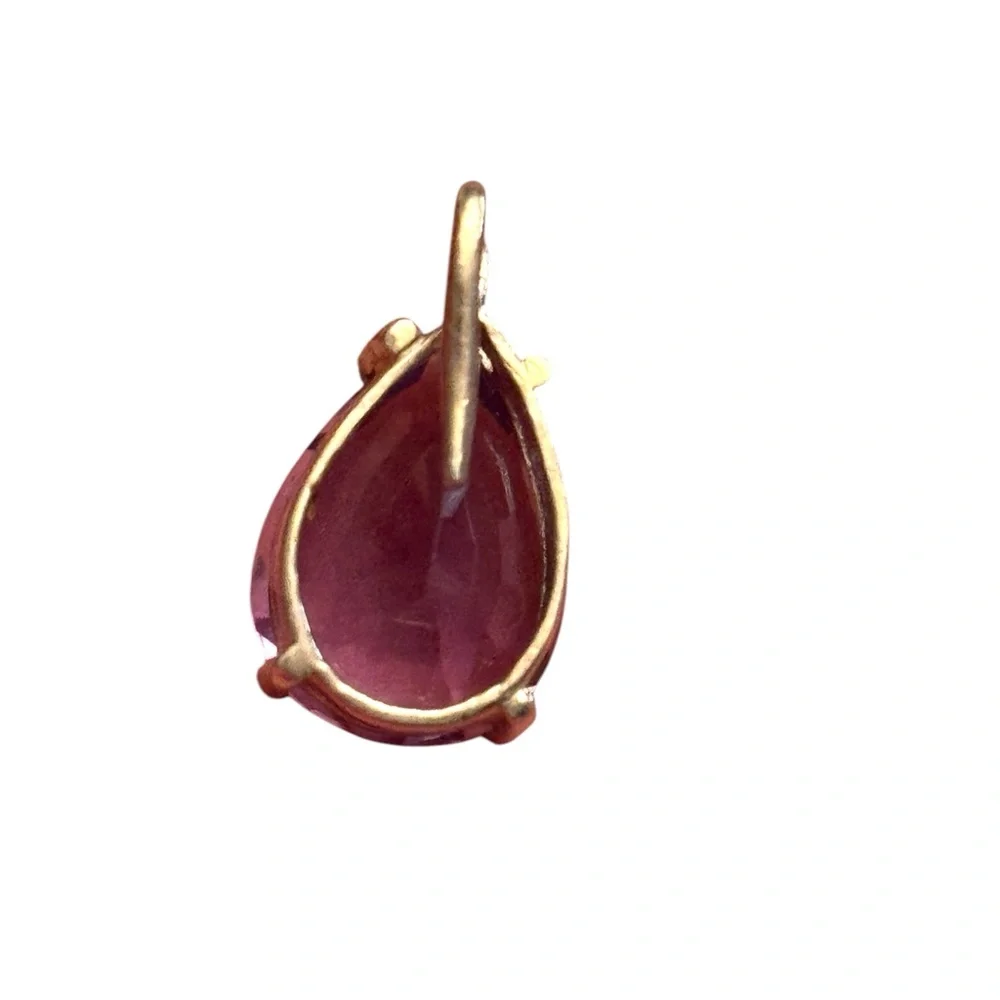 Elegant Purple Simulated Amethyst Teardrop Pendant - Picture 3 of 3